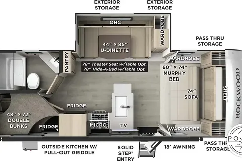 Modern Family Basecamp: 2022 Rockwood w/ Double Bunks & Outdoor Kitchen – Delivery Available!