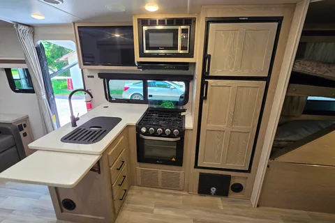 Modern Family Basecamp: 2022 Rockwood w/ Double Bunks & Outdoor Kitchen – Delivery Available!