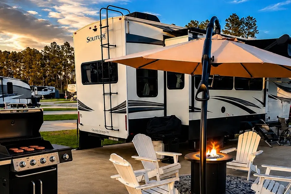 Crabby paddy glamping! Resort pool and 5 minutes to the beach!