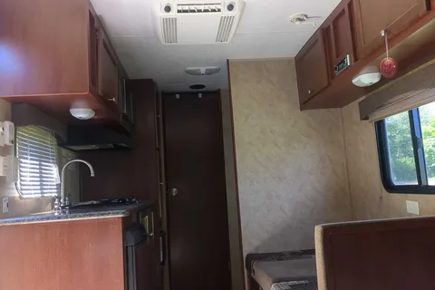 Home away from home in the Forest River viking bunkhouse Travel Trailer