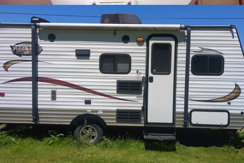 Home away from home in the Forest River viking bunkhouse Travel Trailer
