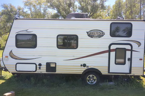 Home away from home in the Forest River viking bunkhouse Travel Trailer