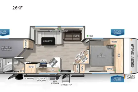 Spacious Bunkhouse - Sleeps 9 - Cherokee Grey Wolf 26KF Travel Trailer