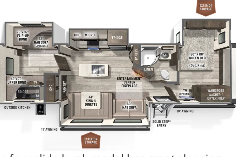  2 bedroom/washer&dryer/sleeps 9,Travel Trailer
