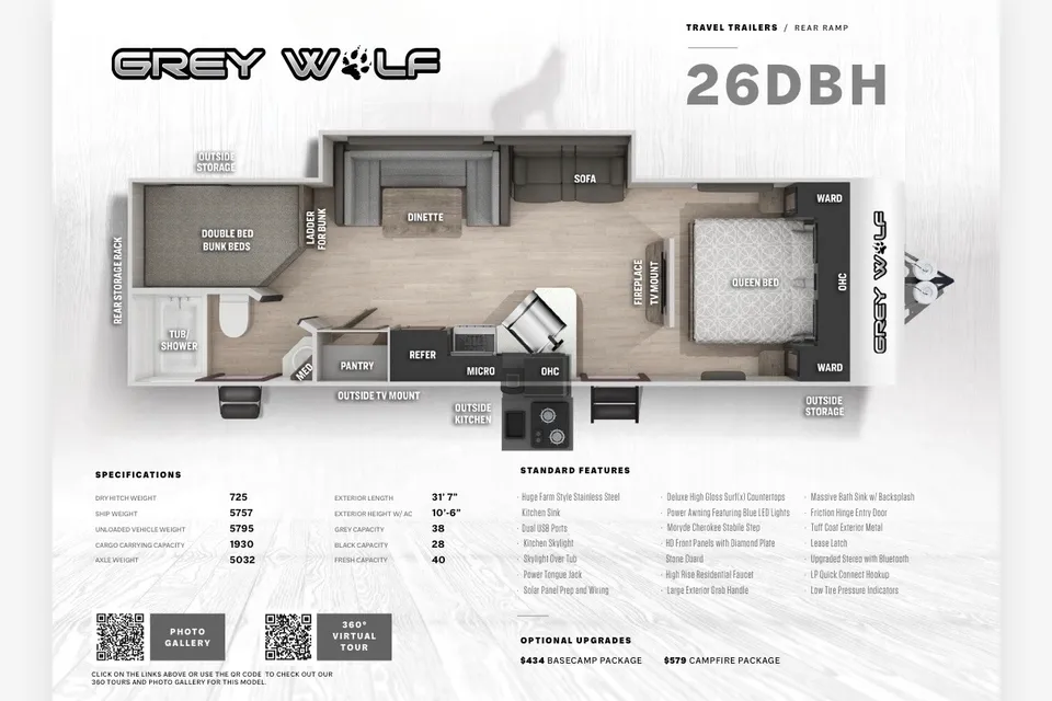 Evan's Forest River Grey wolf limited 26DBH Travel Trailer