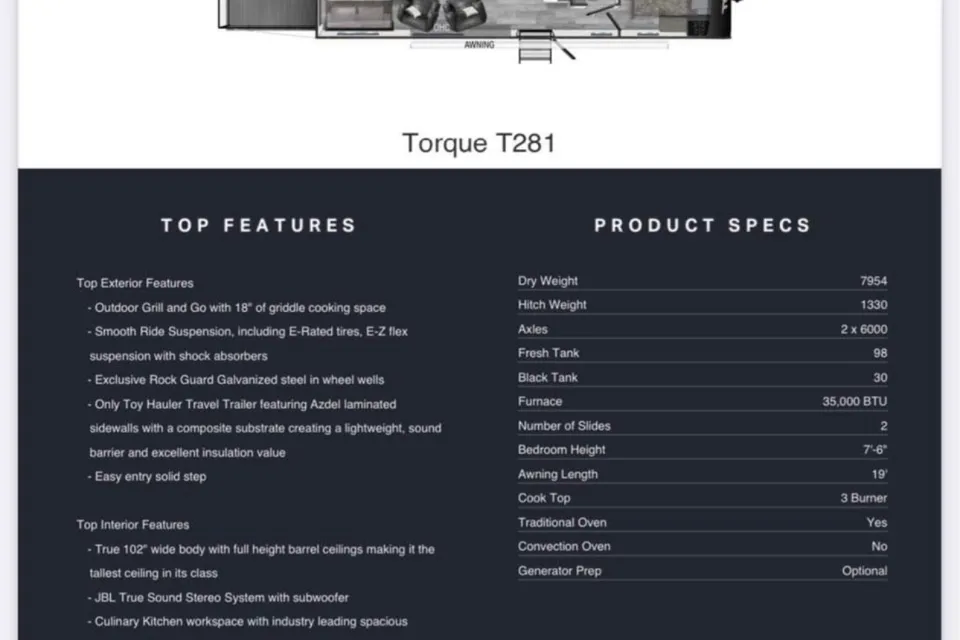 Heartland Torque T281 Toy Hauler