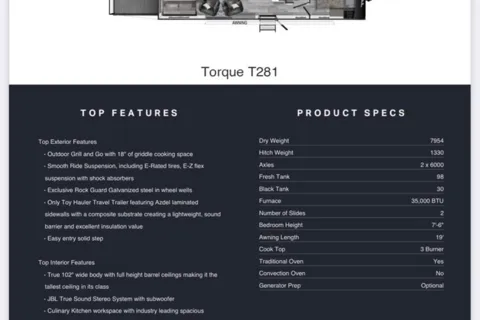 Heartland Torque T281 Toy Hauler