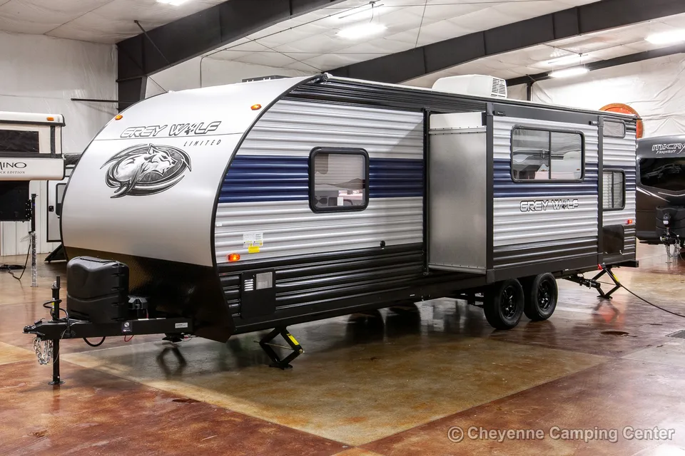 Blair and Carly's 29 ft Grey Wolf Travel Trailer with bunks and slide out