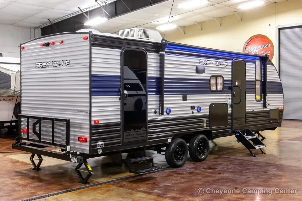 Blair and Carly's 29 ft Grey Wolf Travel Trailer with bunks and slide out